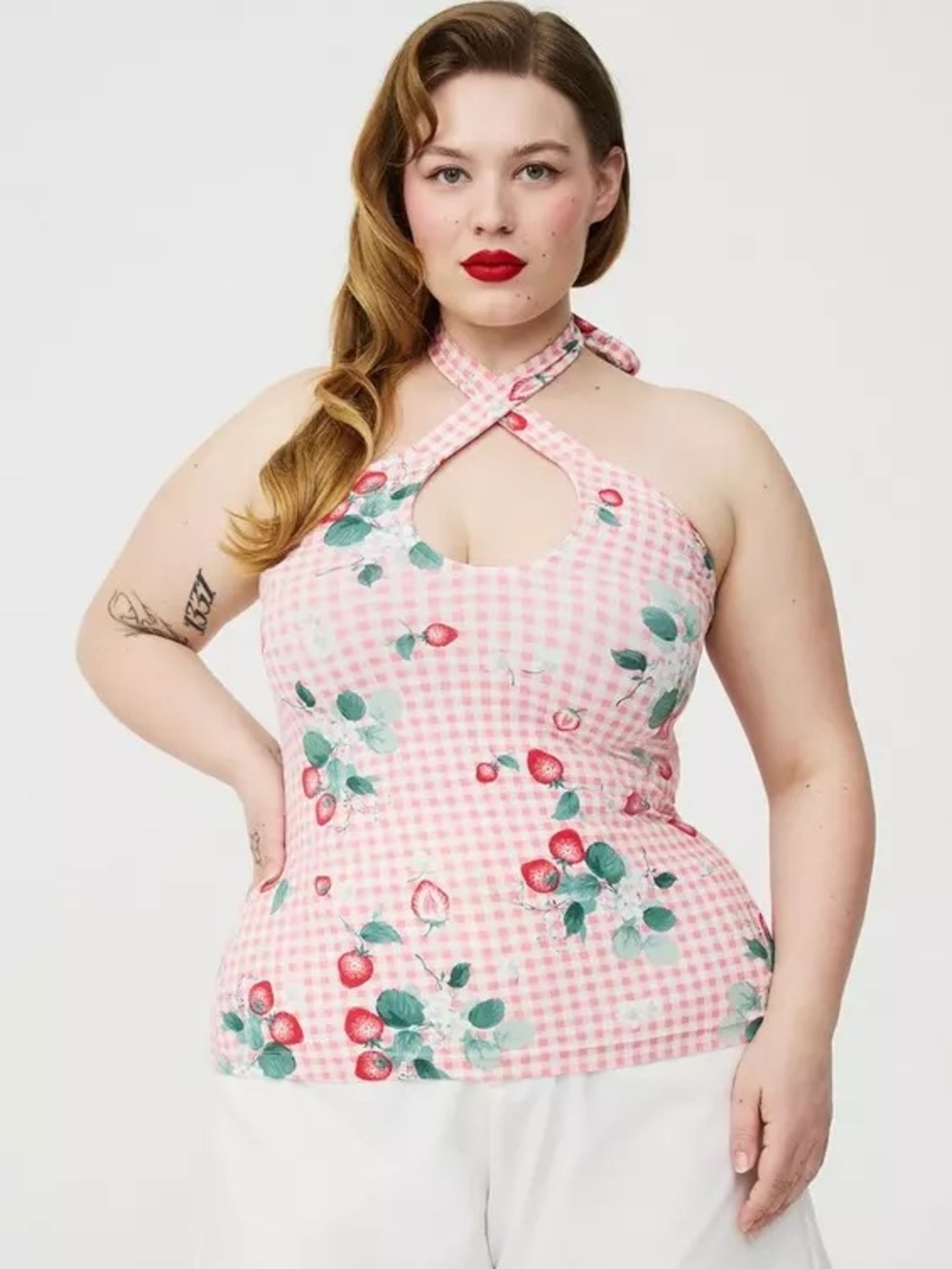 Torrid Retro Chic Foxy Twist Neck Halter Top